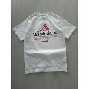 Vintage 2000s Y2K Adidas Triathlon White T-shirt Sports Cotton Small
